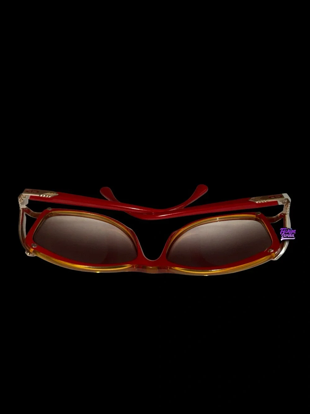 Vintage 1980s Christian Dior Red Gold Holographic Marbled Ombré lens Sunglasses